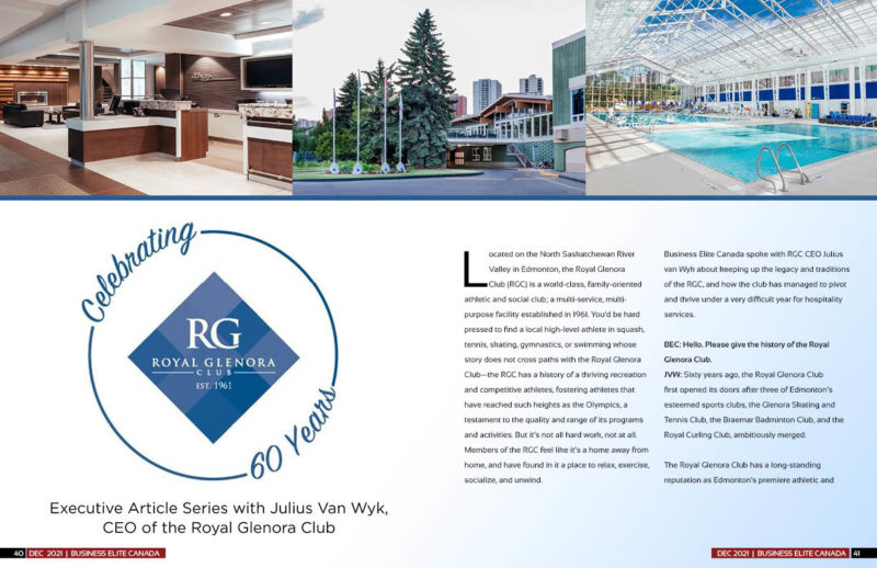 Royal Glenora Club Business Elite Canada Magazine